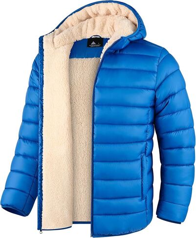 Kids Hooded Winter Coats Sherpa Fleece Lined Water-Resistant Puffer Jacket Hoodie Outerwear in Saudi Arabia