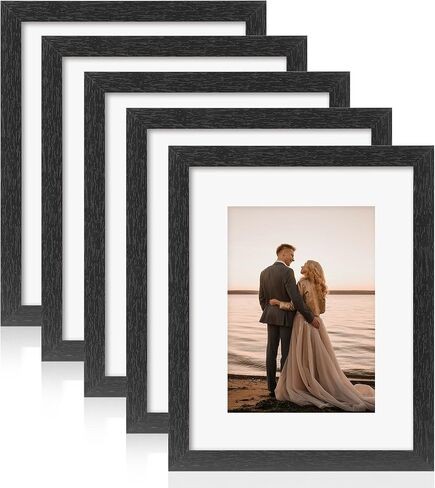 Fixwal 5x7 Picture Frames Set of 5, Rustic Brown Wood Grain with Tempered Real Glass, Vintage Photo Frames for Wall Decor Mounting and Tabletop Display in Kuwait