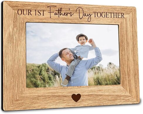 Dad Picture Frame - Our 1st Father's Day Together - 4x6 Wooden Photo Frame With Support - First Time Dad Gifts From Wife Daughter Son， First Father's Day Gifts for Father - A04 in Kuwait