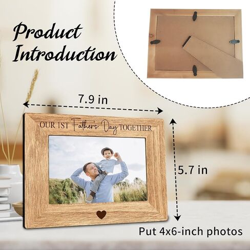 Dad Picture Frame - Our 1st Father's Day Together - 4x6 Wooden Photo Frame With Support - First Time Dad Gifts From Wife Daughter Son， First Father's Day Gifts for Father - A04 in Kuwait