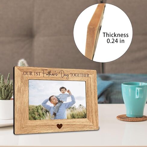 Dad Picture Frame - Our 1st Father's Day Together - 4x6 Wooden Photo Frame With Support - First Time Dad Gifts From Wife Daughter Son， First Father's Day Gifts for Father - A04 in Kuwait