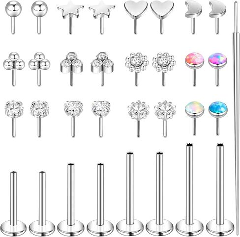 12 Pairs Tragus Piercing Jewelry 16G Internally Threaded Labret Piercing Jewelry 316L Stainless Steel Lip Rings Cartilage Helix Earring Nose Stud for Women Men in Kuwait