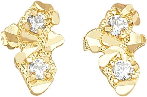 10k Yellow Gold Nugget Earrings with CZ Small in Kuwait