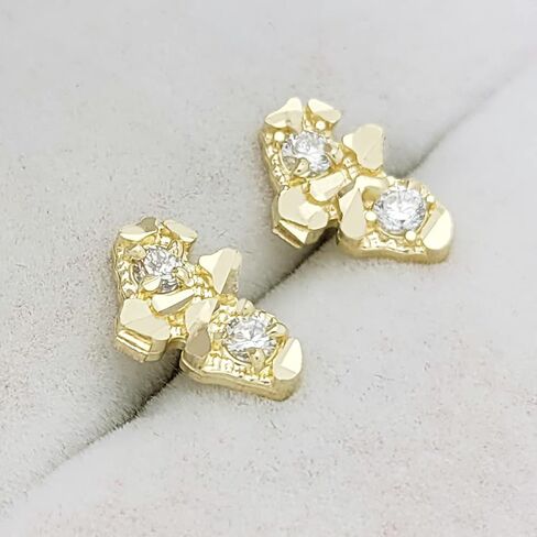 10k Yellow Gold Nugget Earrings with CZ Small in Kuwait