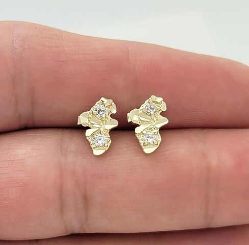 10k Yellow Gold Nugget Earrings with CZ Small in Kuwait