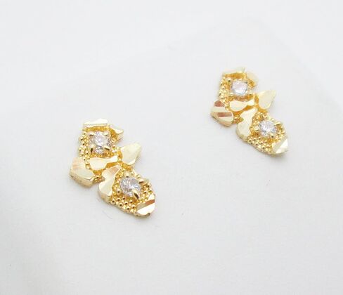 10k Yellow Gold Nugget Earrings with CZ Small in Kuwait