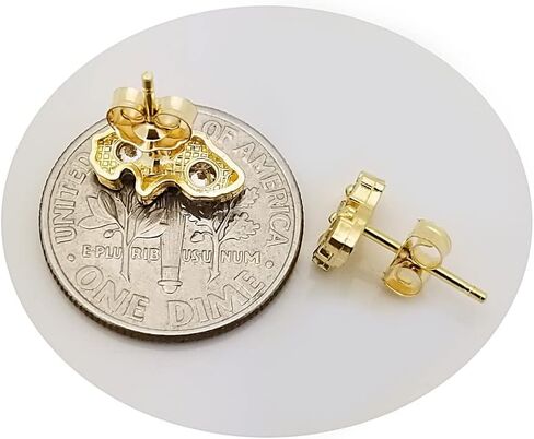 10k Yellow Gold Nugget Earrings with CZ Small in Kuwait