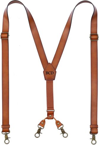 Leather Suspenders For Men With Hooks Y Back Design Adjustable Mens Suspenders Groomsmen Gift Wedding Brown in Saudi Arabia