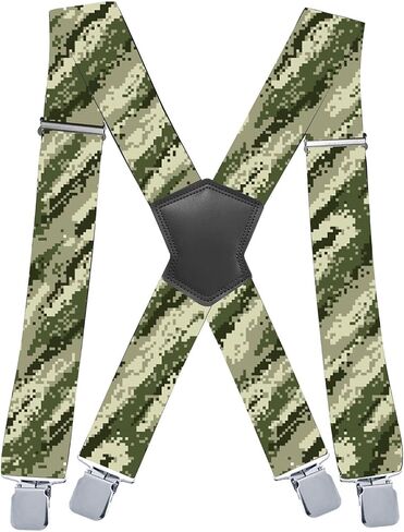 Camo Suspenders for Men Heavy Duty Big And Tall 2 Inch Full Elastic Adjustable Camouflage Suspenders For Hunting Work in Saudi Arabia