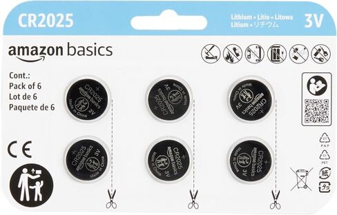 Amazon Basics 18-Pack CR2025 3V Lithium Coin Cell Batteries, Long Lasting Power, Mercury-Free, Child Safety Packaging in Kuwait