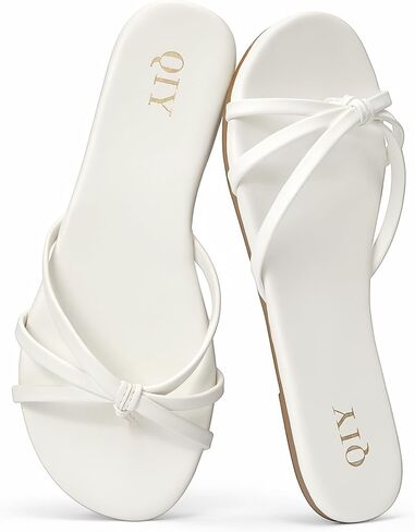 QIY Women's Flip Flops Flat Sandals Minimalist Knot Design Slip on Slide Sandals Comfortable Non Slip Summer Casual Thong Flats for Beach Vacation in Saudi Arabia