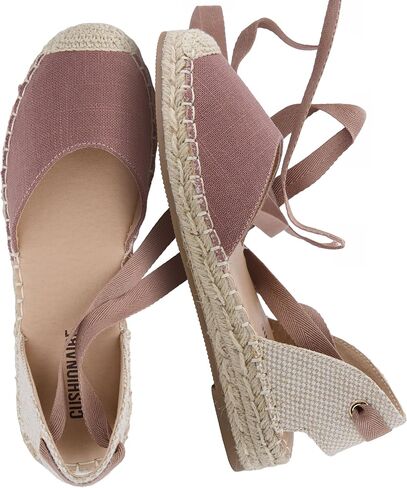 حذاء CUSHIONAIRE Talisa Espadrilles للنساء، صندل عريض مغلق من الأمام مع حزام كاحل مرن ونعل مغلف بالجوت in Kuwait