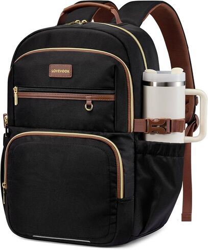 LOVEVOOK Laptop Backpack for Women, 15.6 Inch Travel Backpack with Giant Tumbler Holder Pocket, Multi-Pocket College School Bookbag Purse, Water-Resistant Work Daypack for Teacher Nurse in Kuwait