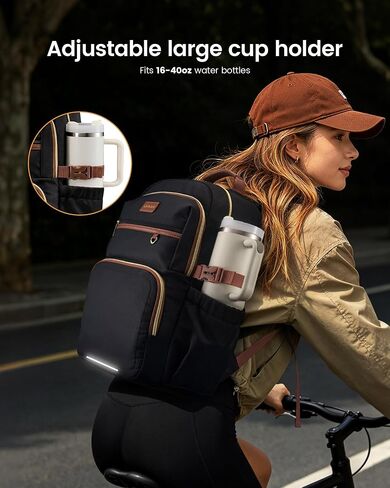 LOVEVOOK Laptop Backpack for Women, 15.6 Inch Travel Backpack with Giant Tumbler Holder Pocket, Multi-Pocket College School Bookbag Purse, Water-Resistant Work Daypack for Teacher Nurse in Kuwait