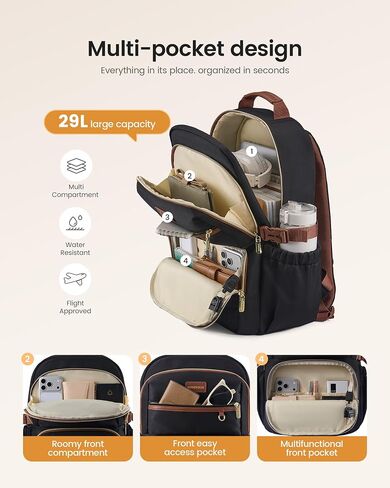 LOVEVOOK Laptop Backpack for Women, 15.6 Inch Travel Backpack with Giant Tumbler Holder Pocket, Multi-Pocket College School Bookbag Purse, Water-Resistant Work Daypack for Teacher Nurse in Kuwait