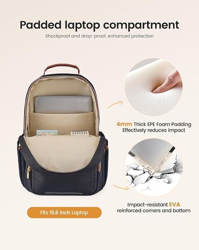 LOVEVOOK Laptop Backpack for Women, 15.6 Inch Travel Backpack with Giant Tumbler Holder Pocket, Multi-Pocket College School Bookbag Purse, Water-Resistant Work Daypack for Teacher Nurse in Kuwait