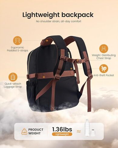 LOVEVOOK Laptop Backpack for Women, 15.6 Inch Travel Backpack with Giant Tumbler Holder Pocket, Multi-Pocket College School Bookbag Purse, Water-Resistant Work Daypack for Teacher Nurse in Kuwait