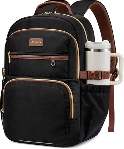 LOVEVOOK Laptop Backpack for Women, 15.6 Inch Travel Backpack with Giant Tumbler Holder Pocket, Multi-Pocket College School Bookbag Purse, Water-Resistant Work Daypack for Teacher Nurse in Kuwait