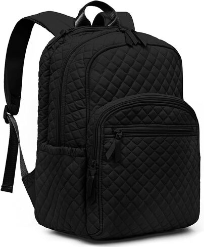 Backpack for Women,College Backpack,Quilted Casual Daypack,Waterproof Bookbag for 15.6Inch Laptop (Black) in Kuwait