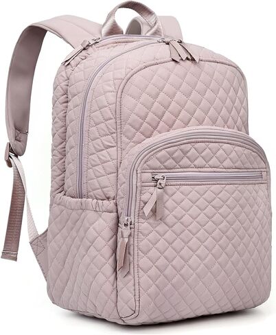 Backpack for Women,College Backpack,Quilted Casual Daypack,Waterproof Bookbag for 15.6Inch Laptop (Black) in Kuwait