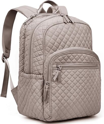 Backpack for Women,College Backpack,Quilted Casual Daypack,Waterproof Bookbag for 15.6Inch Laptop (Black) in Kuwait