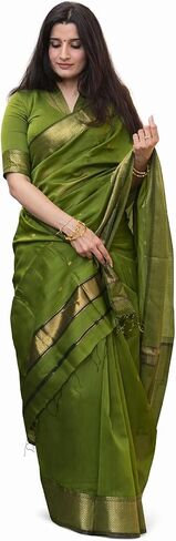 Women's Banarasi Tussar Soft Silk Saree With Unstitched Blouse Piece in Kuwait