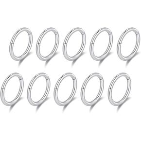 Ourania 10PCS 16G 6mm -12mm Hinged Clicker Ring - Surgical Steel Nose Septum Ring Hoop Daith Helix Cartilage Clicker Ear Piercing Ring Ear Plugs Hangers for Women Men in Kuwait