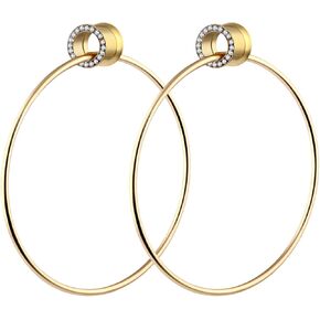 Aienid Large Hoop Ear Gauges Double Flare Ear Tunnels Expander Gold Dangle Gauges Plugs Stretcher Stainless Steel Piercing Jewelry CZ in Saudi Arabia