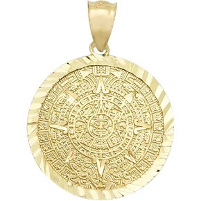 10K Yellow Gold Round Aztec Mayan Calendar Charm Pendant Mayan Gold 1.0 inch Diameter in Saudi Arabia