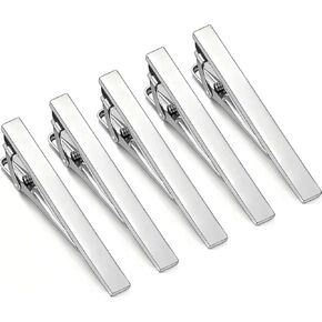 Shiny Tie Clips for Groomsmen Set of 5 Gold Silver, 2.36 Inch Tie Bar Tie Clasps Unique 5 Pack Groomsmen Gold Silver Men's Tie Clips for Wedding Party Business Formal Accessories Gift in Saudi Arabia