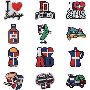 Dominicana Shoe Charms Flag Shoes Decoration Charms for Girls Boys Women Men Accessories Party Favor in Saudi Arabia