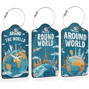 Tropical Turtle Beach Art 3 PCS Luggage Tags, Vintage Coastal Leather Suitcase Tags with Privacy Cover Name Address Labels and Durable Steel Loop for Men/Women Travel Bag Suitcases in Saudi Arabia