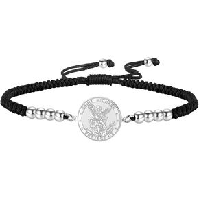 Saint Michael Bracelet with Beads Charm, Wax Rope, Archangel Amulet Religious Jewelry for Women in Saudi Arabia