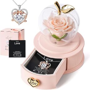 Bule Preserved Roses with Rose Necklace,Sky Blue Zircon Pendant with to My Love Greeting Card,Forever Rose Gift Jewelry Box,Romantic Gifts for Her,I Love You Gift | Bule Preserved Roses With Rose Necklace,Red Preserved Roses ,Red Zircon Pendant Necklace,T in Saudi Arabia