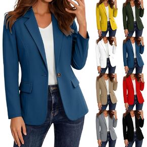 Blazers for Women Long Sleeve Notched Lapel Slim Fit Lightweight Breathalbe Office Work Button Down Business Casual Blazer in Kuwait