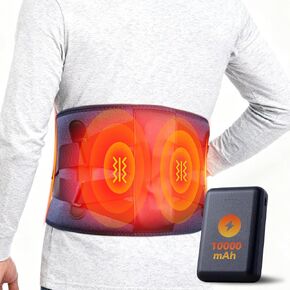 10000mAh Cordless Heating Pad for Back Pain Relief, Rechargeable Wearable Back Massager with 3 Heat, 5 Vibration & Timer, Portable Heating Pad for Daily Comfort Anywhere, Gifts for Women Men Mom Dad in Saudi Arabia