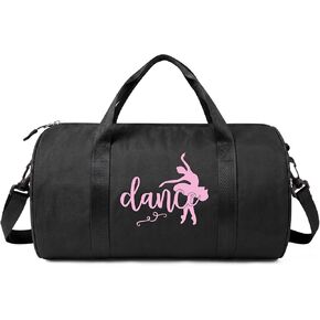 Dance Bag for Girls, 10L Lightweight Waterproof Duffle Ballet Bag with Shoulder Strap, Small Gymnastics Overnight Tote Bag for Ballet, Gym, Cheer, Travel - Black in Saudi Arabia