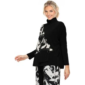 IC Collection Colorblock Print Pocket High Neckline Top in Saudi Arabia