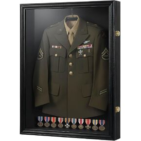 Extra Large Military Uniform Shadow Box, Jumbo Lockable Memorabilia Uniform Display Case with 98% UV Protection Acrylic Door, for Preserving Military, Police, Air Force, Navy Uniforms Jackets in Saudi Arabia