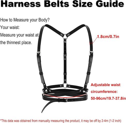 Women's Punk Black PU Leather Body Harness Belt–Adjustable Gothic Chest Harness &Waist Chain Belt,Sexy Leather Body Chain for Rave Halloween Party Nightclub Cosplay,Waist Belts for Fashion Accessories in Saudi Arabia