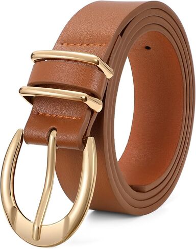XZQTIVE Women's Leather Belts for Jeans Pants Dresses, Fashion Black Brown Gold Silver Buckle Design in Saudi Arabia