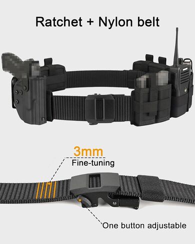 EZL Ratchet Tactical Belt Men Women, 1.5" Nylon Web Work Belt with Automatic Slide Buckle, Adjustable Trim to Fit in Saudi Arabia