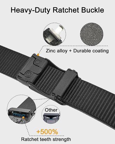 EZL Ratchet Tactical Belt Men Women, 1.5" Nylon Web Work Belt with Automatic Slide Buckle, Adjustable Trim to Fit in Saudi Arabia