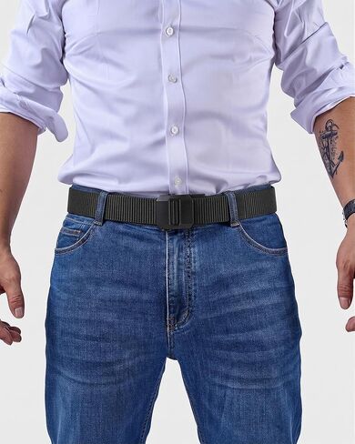 EZL Ratchet Tactical Belt Men Women, 1.5" Nylon Web Work Belt with Automatic Slide Buckle, Adjustable Trim to Fit in Saudi Arabia