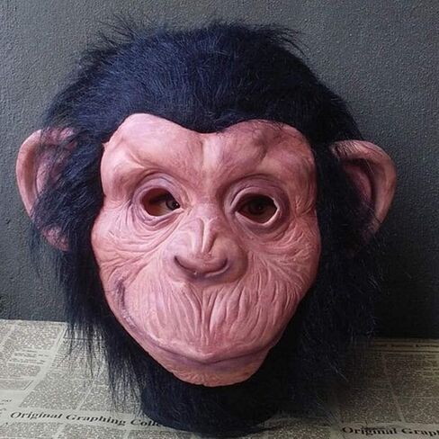 Monkey Mask Animal Gorilla Black Chimp Headwear Novelty Halloween Costumes Orangutan Full Head Masks Adult Teens Creepy Cosplay Costume Party Props in Saudi Arabia
