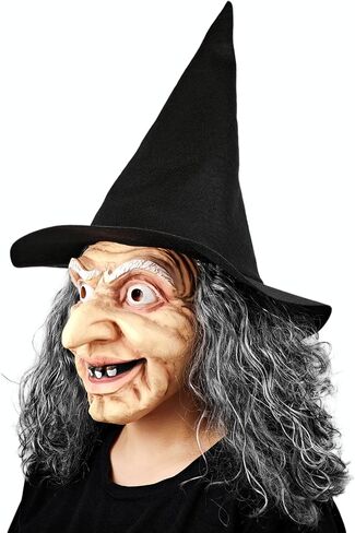 Scary Witch Mask Set, Pointed Nose, Evil Grin, Realistic Texture, Latex Material, One Size. in Saudi Arabia