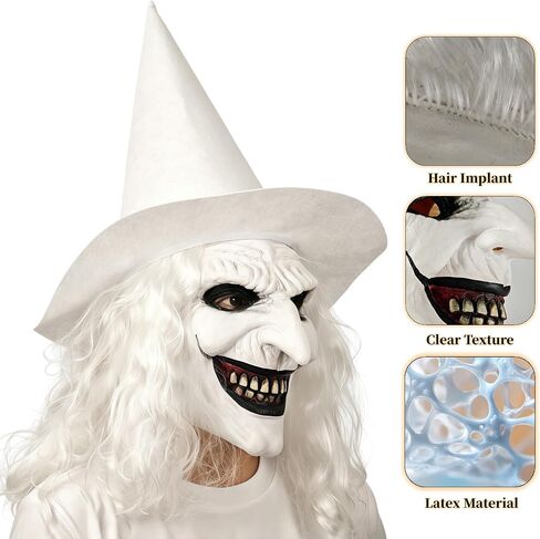 Scary Witch Mask Set, Pointed Nose, Evil Grin, Realistic Texture, Latex Material, One Size. in Saudi Arabia