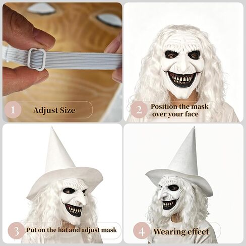 Scary Witch Mask Set, Pointed Nose, Evil Grin, Realistic Texture, Latex Material, One Size. in Saudi Arabia