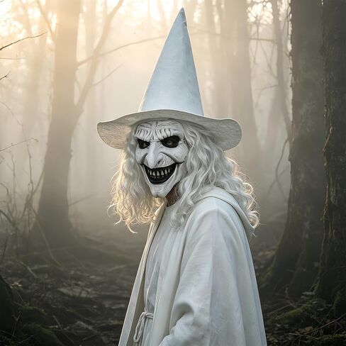 Scary Witch Mask Set, Pointed Nose, Evil Grin, Realistic Texture, Latex Material, One Size. in Saudi Arabia
