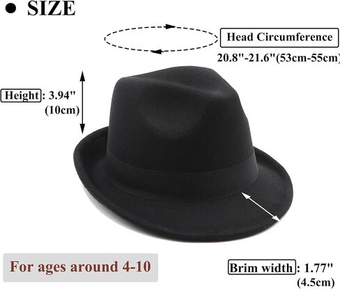 Kids Fedora Hat Classic Dress Hat for Girls Boy Fedora Hats for Kid Felt Cap in Saudi Arabia